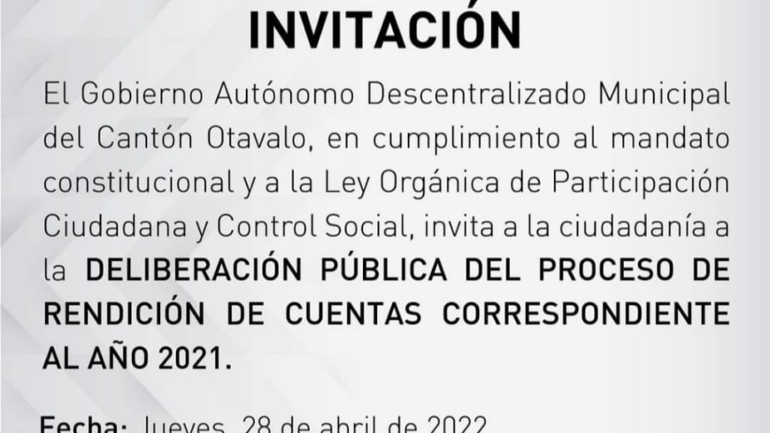Invitación a la Rendición de Cuentas 2021
